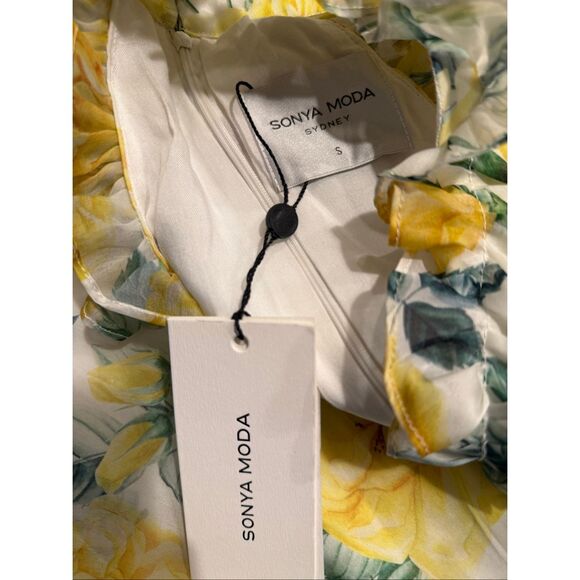 Sonya Moda Ajloon Vintage Maxi Dress in Yellow Wedding Guest Summer size S NWT - Picture 5 of 6